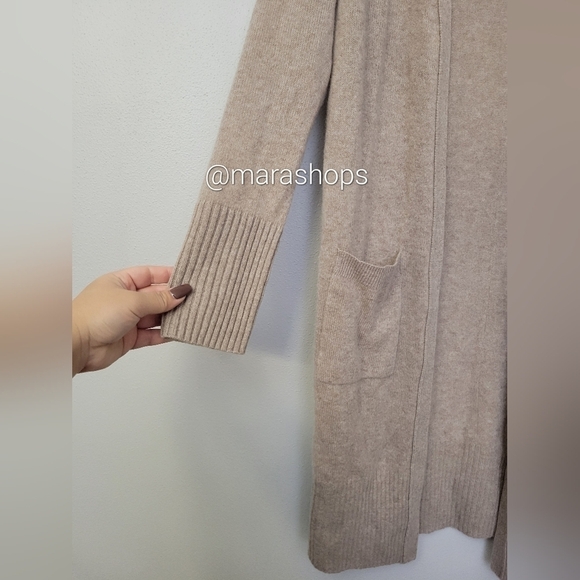 White + Warren Cashmere Tan Maxi Cardigan - Picture 2 of 5